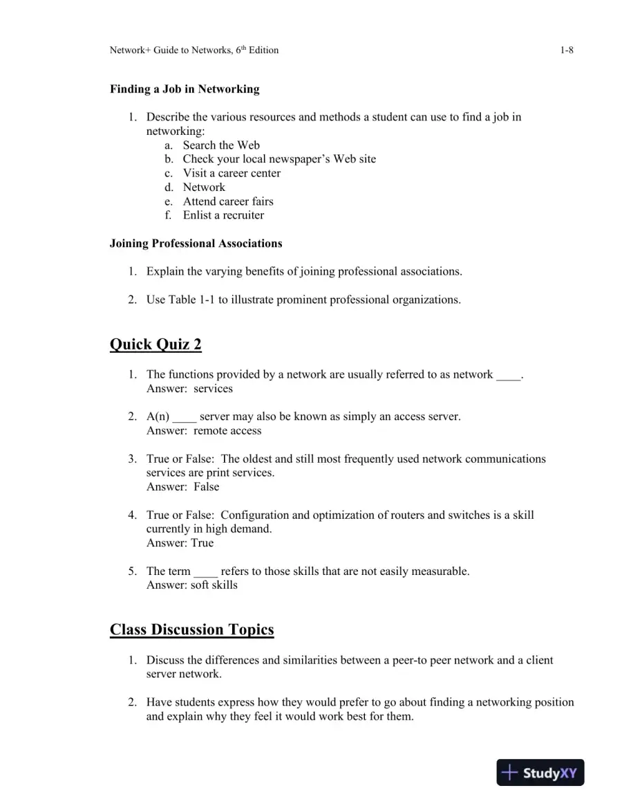 Network+ Guide To Networks, 6th Edition Class Notes, page 9