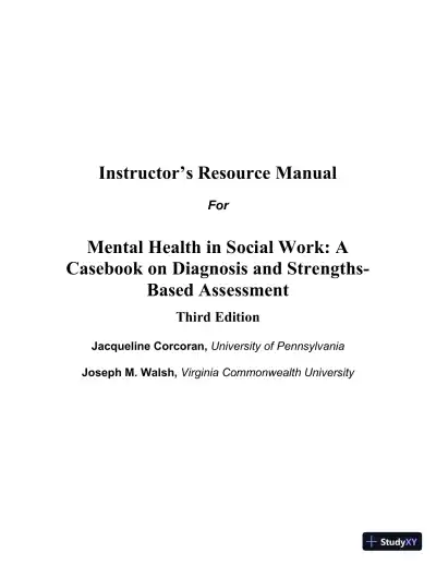 Solution Manual for Mental Health in Social Work: A Casebook on Diagnosis and Strengths Based Assessment, 3rd Edition - Page 1 preview image