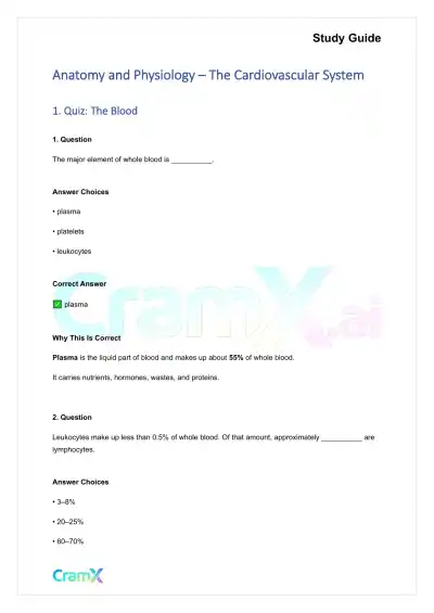 Anatomy and Physiology - The Cardiovascular System - Page 1 preview image