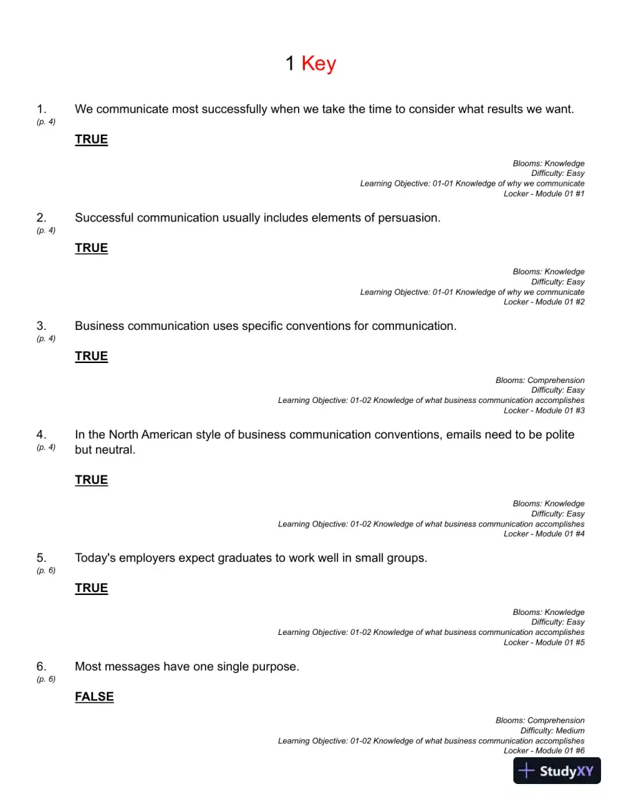 Business Communication : Building Critical Skills Test Bank, page 11