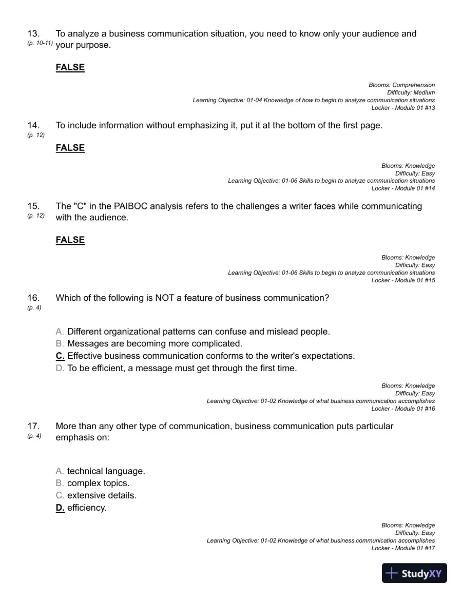 Business Communication : Building Critical Skills Test Bank, page 13