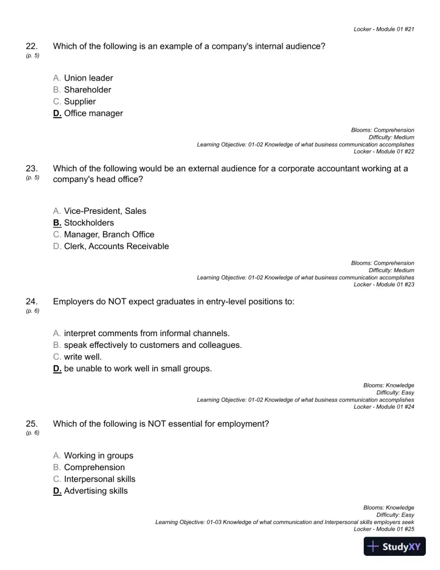 Business Communication : Building Critical Skills Test Bank, page 15