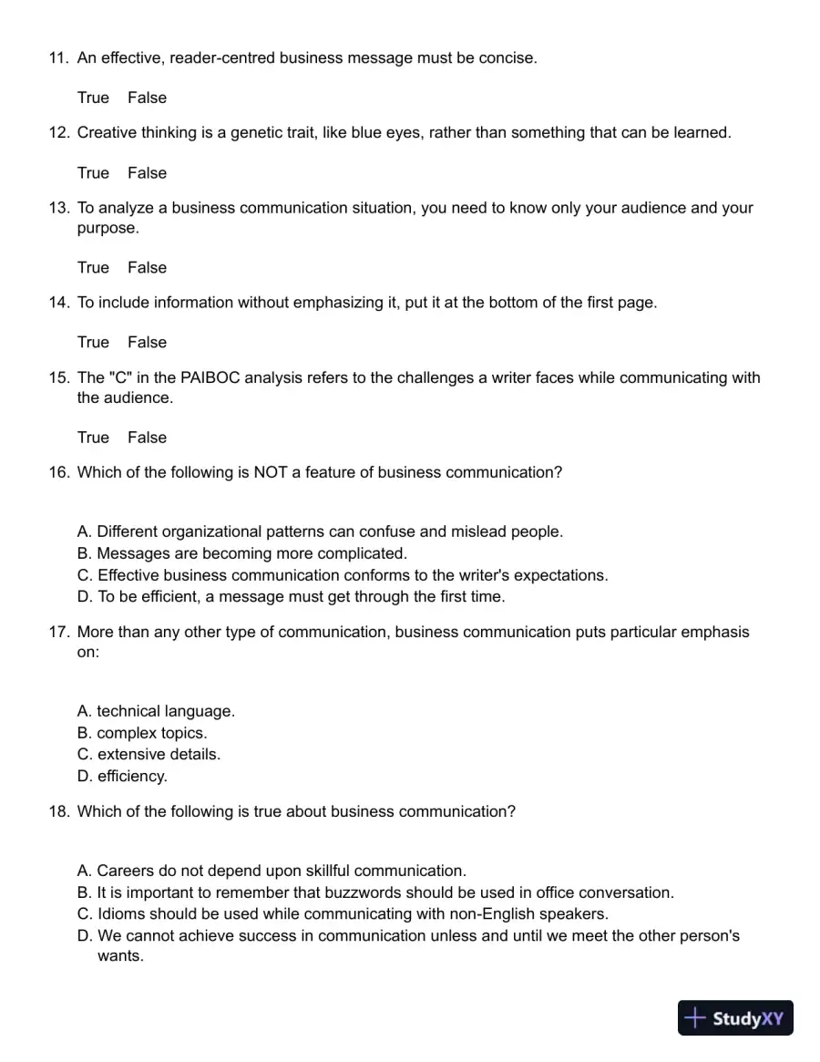 Business Communication : Building Critical Skills Test Bank, page 3