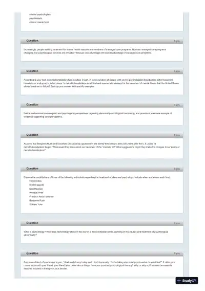 Test Bank For Fundamentals of Abnormal Psychology, 7th Edition - Page 3 preview image