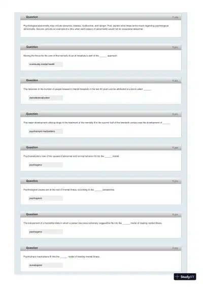 Test Bank For Fundamentals of Abnormal Psychology, 7th Edition - Page 4 preview image