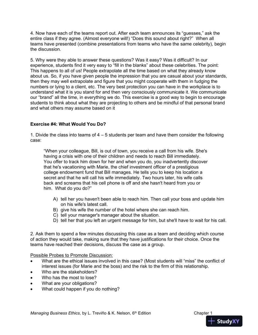 Managing Business Ethics: Straight Talk about How to Do It Right, 6th Edition Solution Manual, page 11