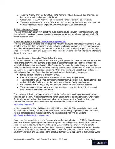 Managing Business Ethics: Straight Talk about How to Do It Right, 6th Edition Solution Manual - Page 15 preview image