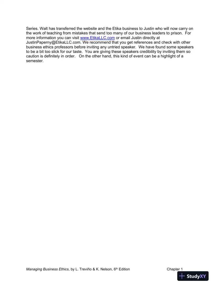 Managing Business Ethics: Straight Talk about How to Do It Right, 6th Edition Solution Manual, page 16