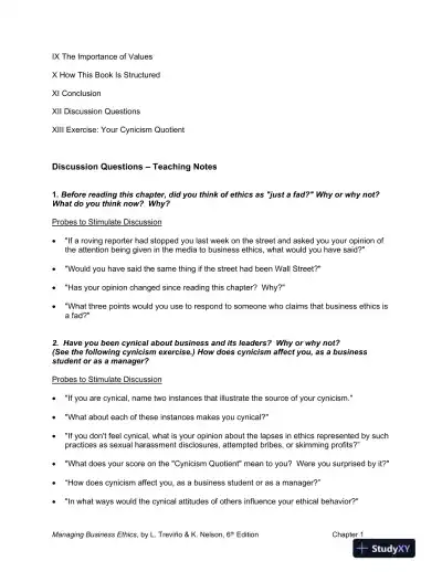 Managing Business Ethics: Straight Talk about How to Do It Right, 6th Edition Solution Manual - Page 3 preview image