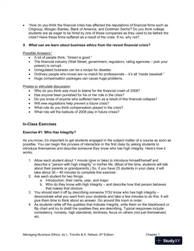 Managing Business Ethics: Straight Talk about How to Do It Right, 6th Edition Solution Manual - Page 7 preview image