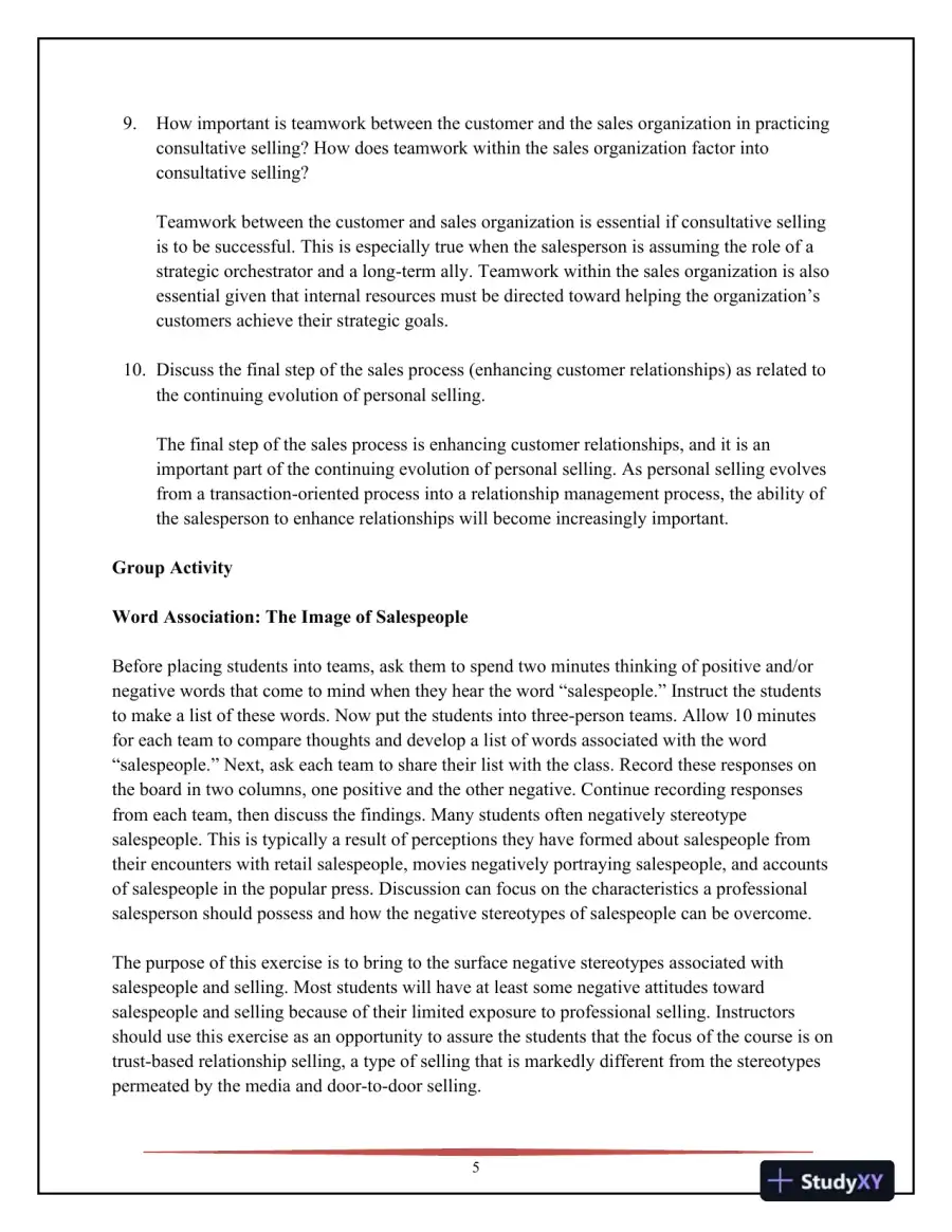 SELL, 5th Edition Solution Manual, page 6