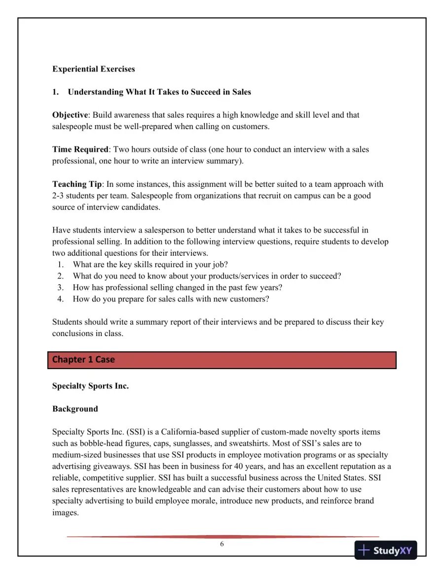 SELL, 5th Edition Solution Manual, page 7