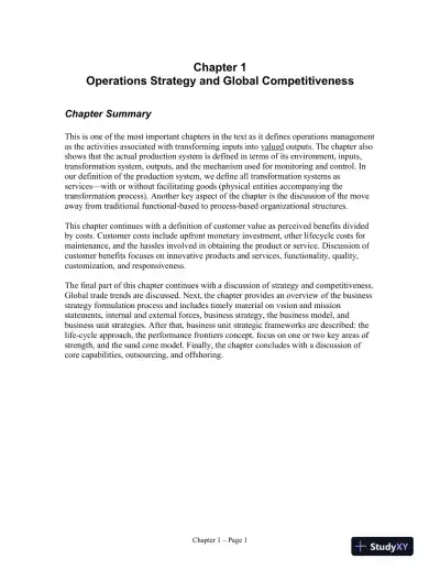 Operations Management for MBAs, 5th Edition Solution Manual - Page 1 preview image