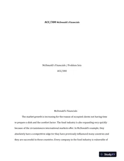 ACC/300 McDonald�s Financials - Page 1 preview image