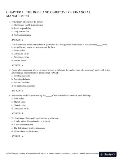 Test Bank For Contemporary Financial Management, 13th Edition - Page 1 preview image
