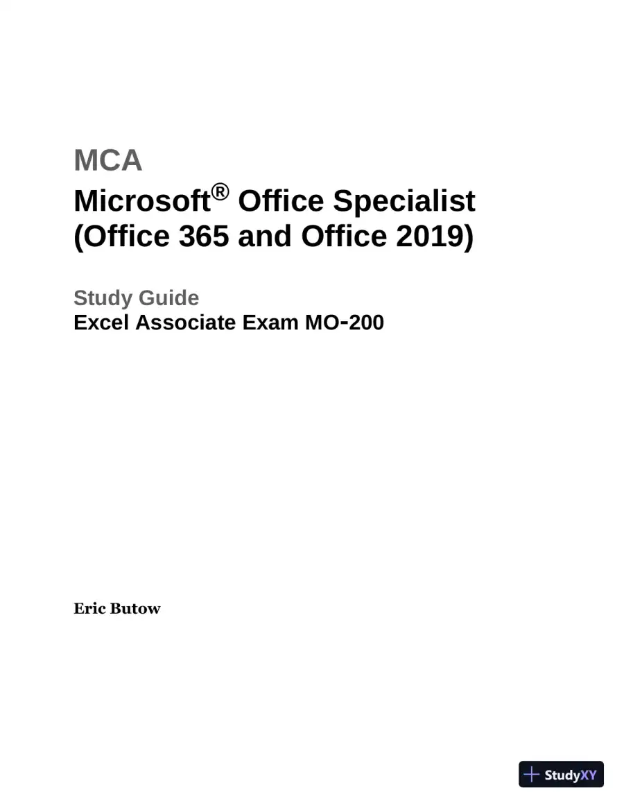 MCA Microsoft Office Specialist Study Guide: Excel Associate Exam MO-200 (2021), page 12