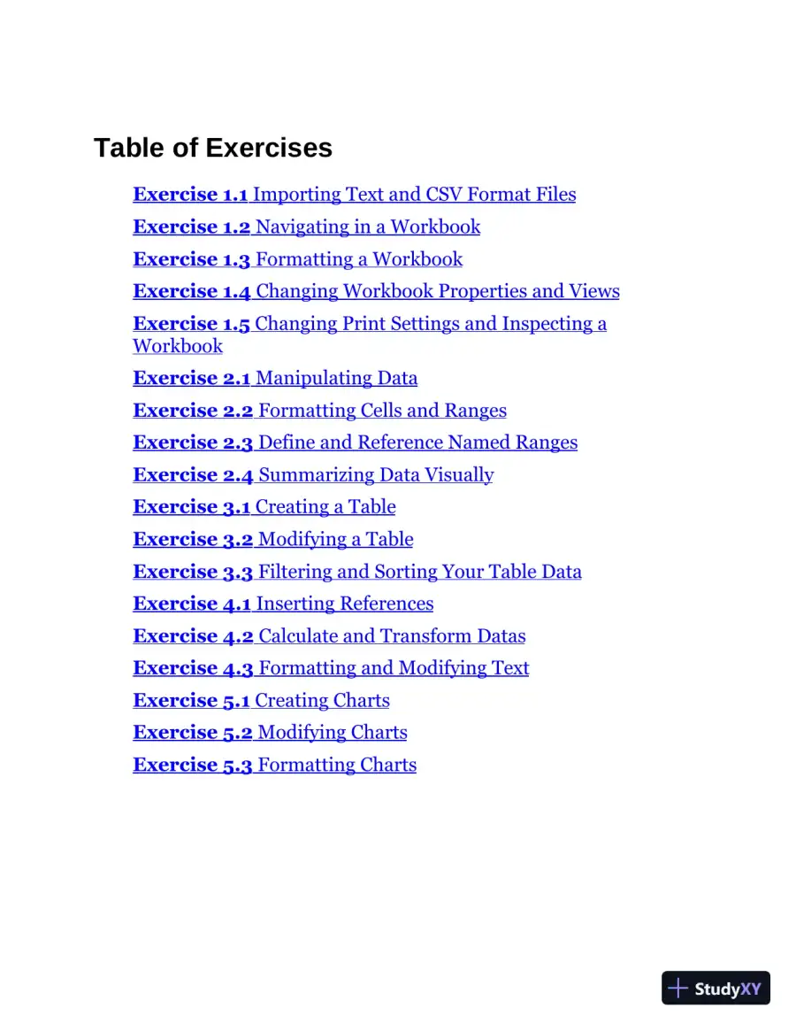 MCA Microsoft Office Specialist Study Guide: Excel Associate Exam MO-200 (2021), page 20