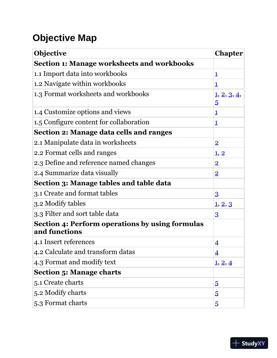 MCA Microsoft Office Specialist Study Guide: Excel Associate Exam MO-200 (2021), page 25
