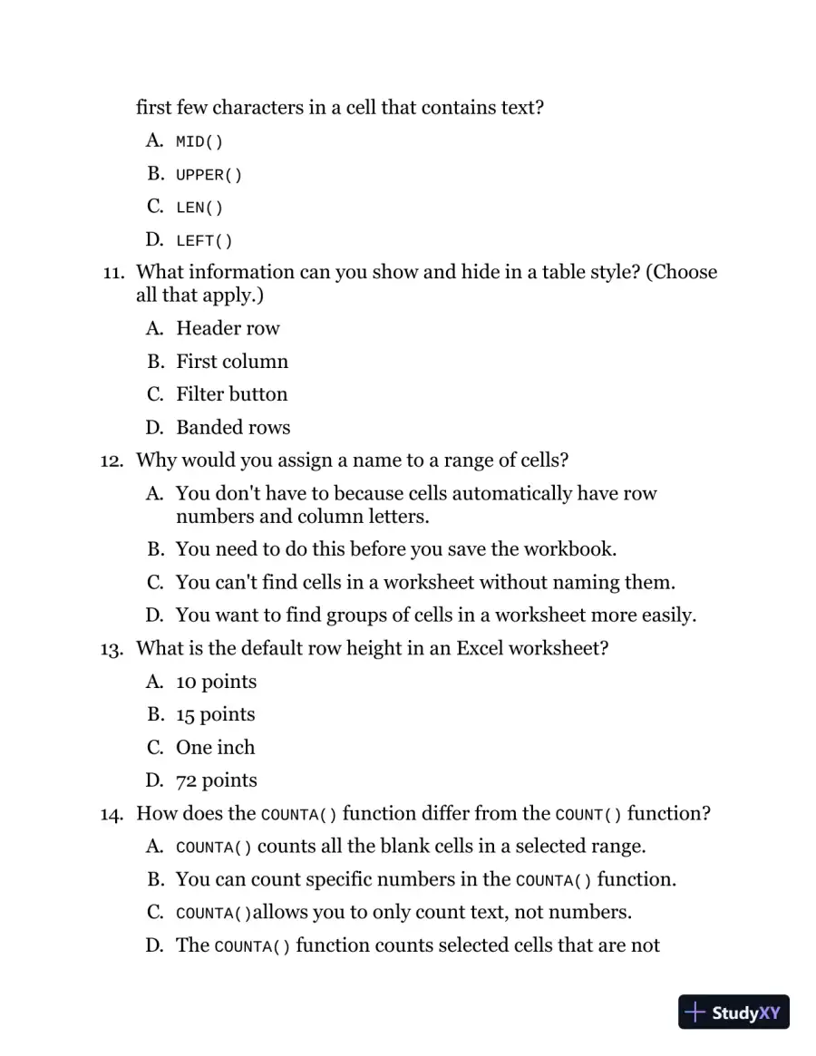 MCA Microsoft Office Specialist Study Guide: Excel Associate Exam MO-200 (2021), page 28