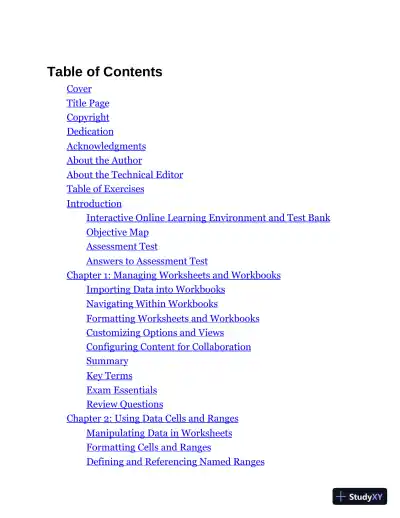 MCA Microsoft Office Specialist Study Guide: Excel Associate Exam MO-200 (2021) - Page 3 preview image