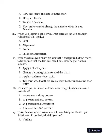 MCA Microsoft Office Specialist Study Guide: Excel Associate Exam MO-200 (2021) - Page 30 preview image