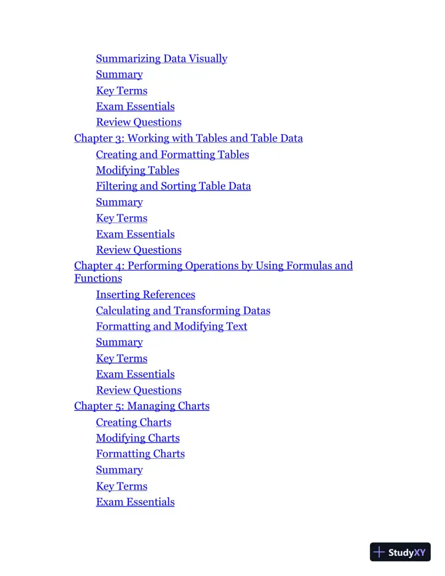 MCA Microsoft Office Specialist Study Guide: Excel Associate Exam MO-200 (2021), page 4