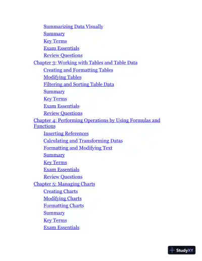 MCA Microsoft Office Specialist Study Guide: Excel Associate Exam MO-200 (2021) - Page 4 preview image
