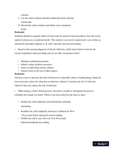 HESI RN Fundamentals Practice Exam With Answers (75 Solved Questions) - Page 10 preview image
