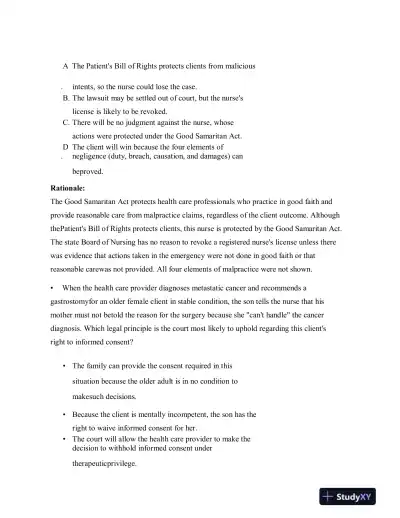 HESI RN Fundamentals Practice Exam With Answers (75 Solved Questions) - Page 12 preview image