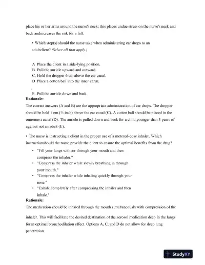 HESI RN Fundamentals Practice Exam With Answers (75 Solved Questions) - Page 5 preview image