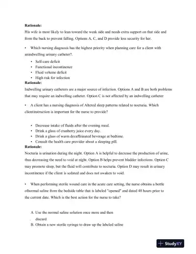 HESI RN Fundamentals Practice Exam With Answers (75 Solved Questions) - Page 9 preview image