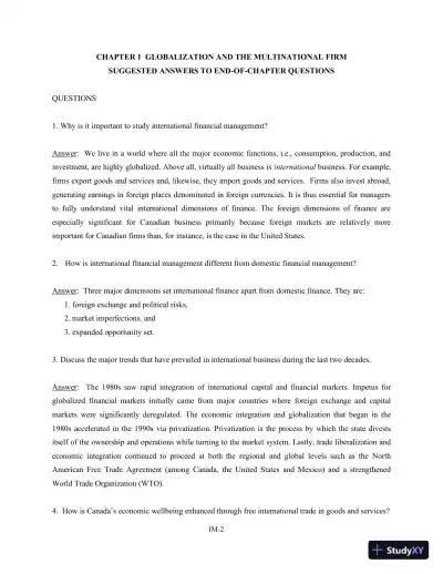 International Financial Management: Canadian Perspective 3rd Edition Solution Manual - Page 3 preview image