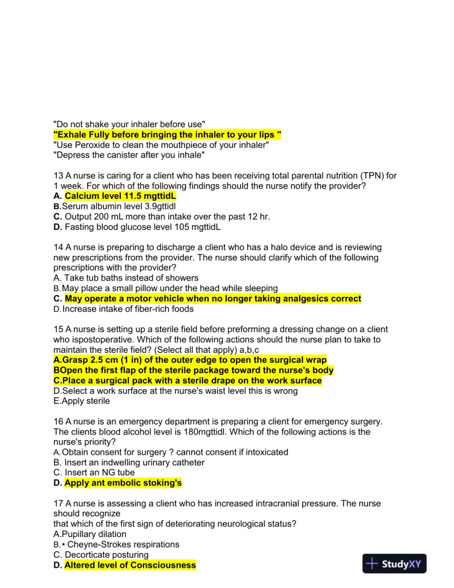 2019 ATI Medical Surgical Proctored Exam with Answers (100 Solved Questions), page 6