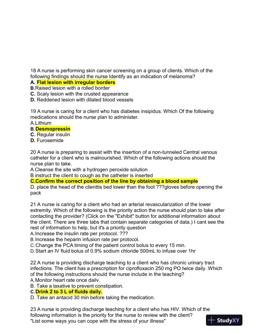 2019 ATI Medical Surgical Proctored Exam with Answers (100 Solved Questions), page 7
