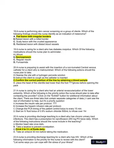 2019 ATI Medical Surgical Proctored Exam with Answers (100 Solved Questions) - Page 7 preview image