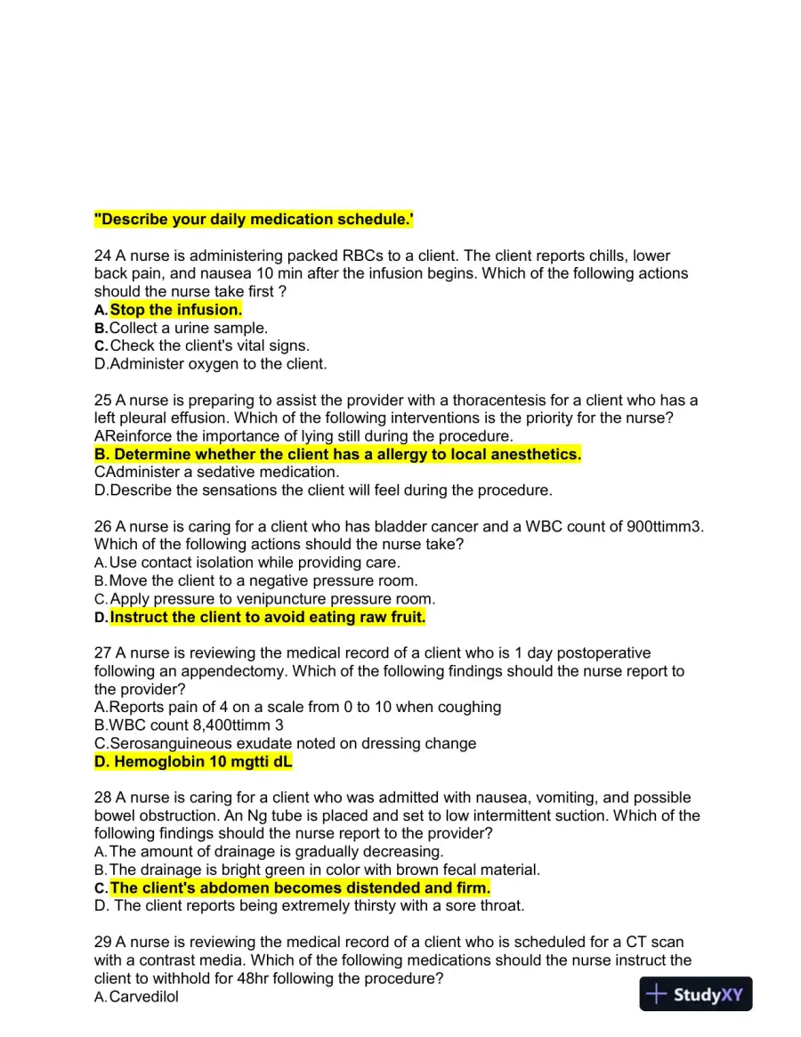2019 ATI Medical Surgical Proctored Exam with Answers (100 Solved Questions), page 9
