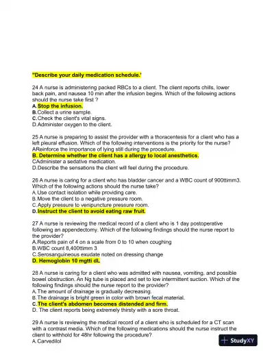 2019 ATI Medical Surgical Proctored Exam with Answers (100 Solved Questions) - Page 9 preview image