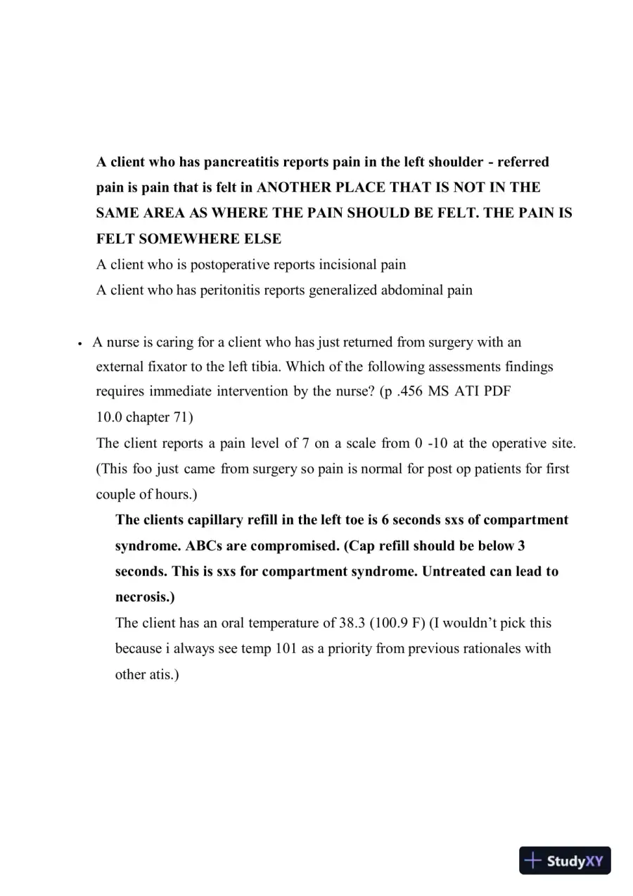2022-2023 ATI RN Medical Surgical Nursing Proctored Exam With Answers (93 Solved Questions), page 15