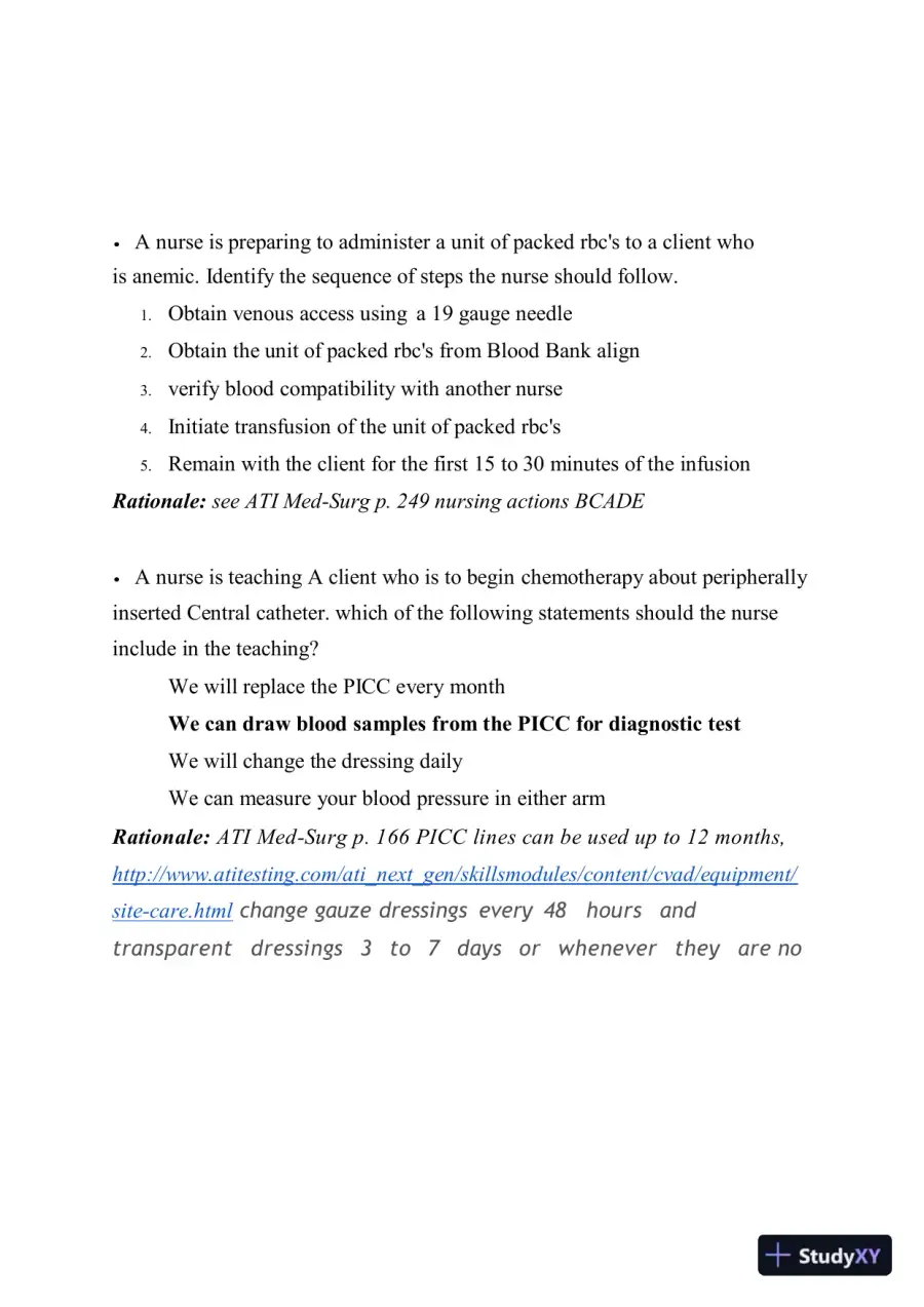 2022-2023 ATI RN Medical Surgical Nursing Proctored Exam With Answers (93 Solved Questions), page 5