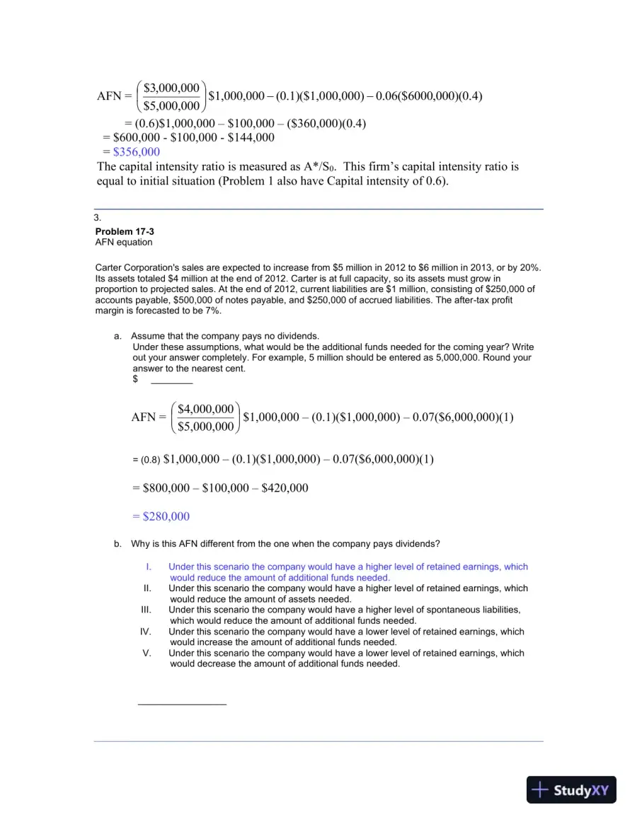 Financial Forecasting And Pro Forma Analysis: Applications Of The AFN Equation, Excess Capacity, And Projected Financial Statements, page 3