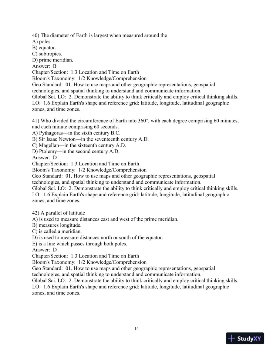 Test Bank for Elemental Geosystems, 9th Edition, page 15