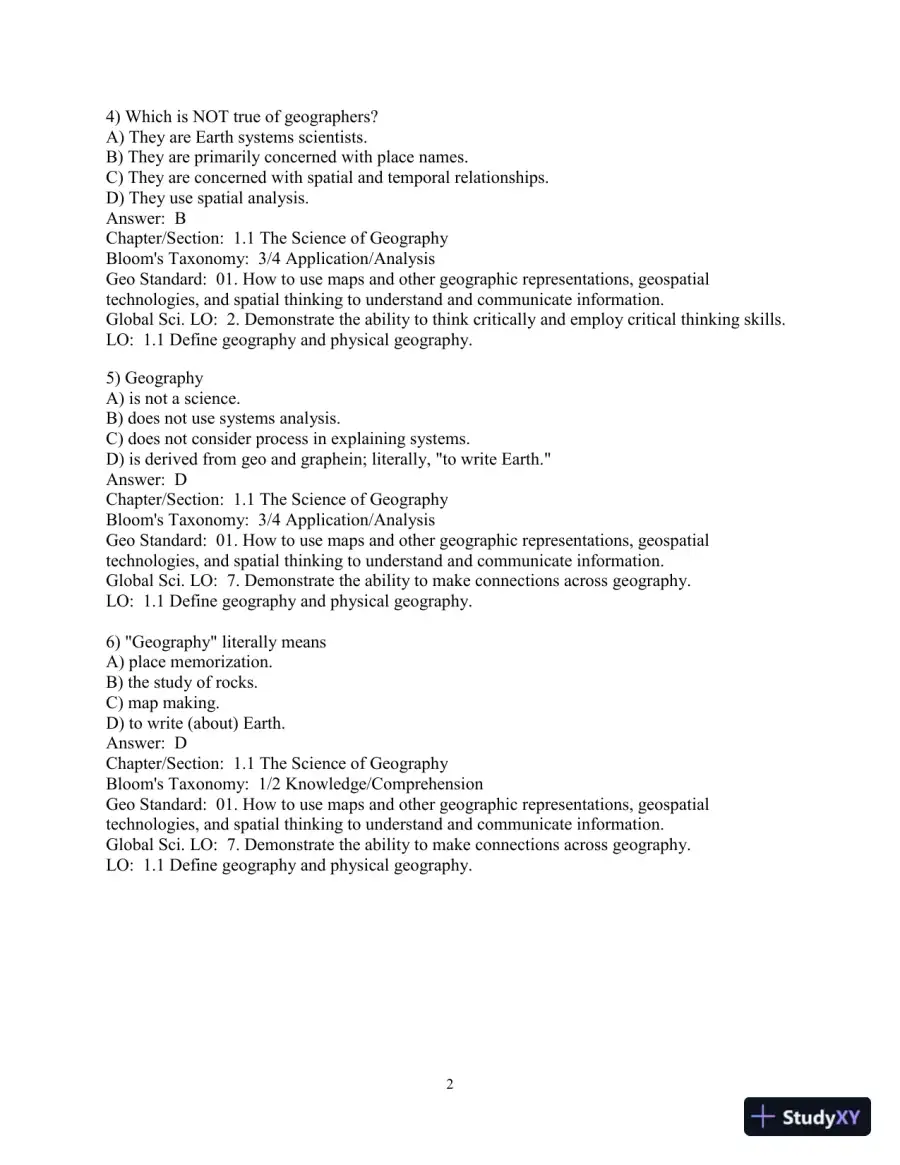 Test Bank for Elemental Geosystems, 9th Edition, page 3
