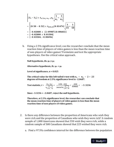 Statistical Analysis and Hypothesis Testing in Various Research Scenarios - Page 3 preview image