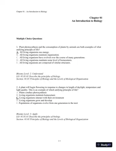 Test Bank For Biology, 3rd Edition - Page 1 preview image