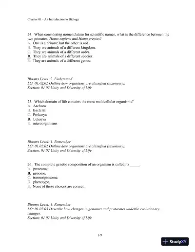 Test Bank For Biology, 3rd Edition - Page 10 preview image
