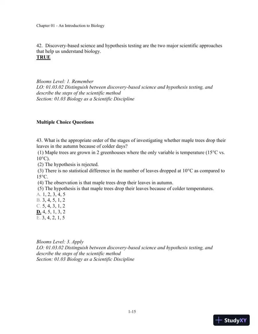 Test Bank For Biology, 3rd Edition, page 16