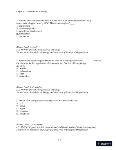 Test Bank For Biology, 3rd Edition - Page 3 preview image