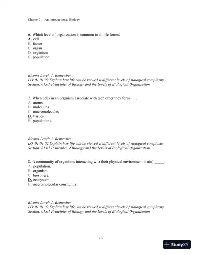 Test Bank For Biology, 3rd Edition - Page 4 preview image