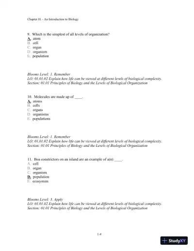 Test Bank For Biology, 3rd Edition - Page 5 preview image