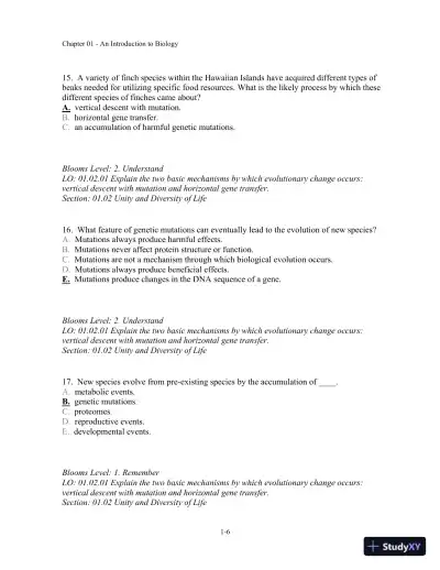Test Bank For Biology, 3rd Edition - Page 7 preview image